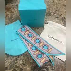 Tiffany & Co. Facets Silk Ribbon Scarf w/Box & Dust Bag